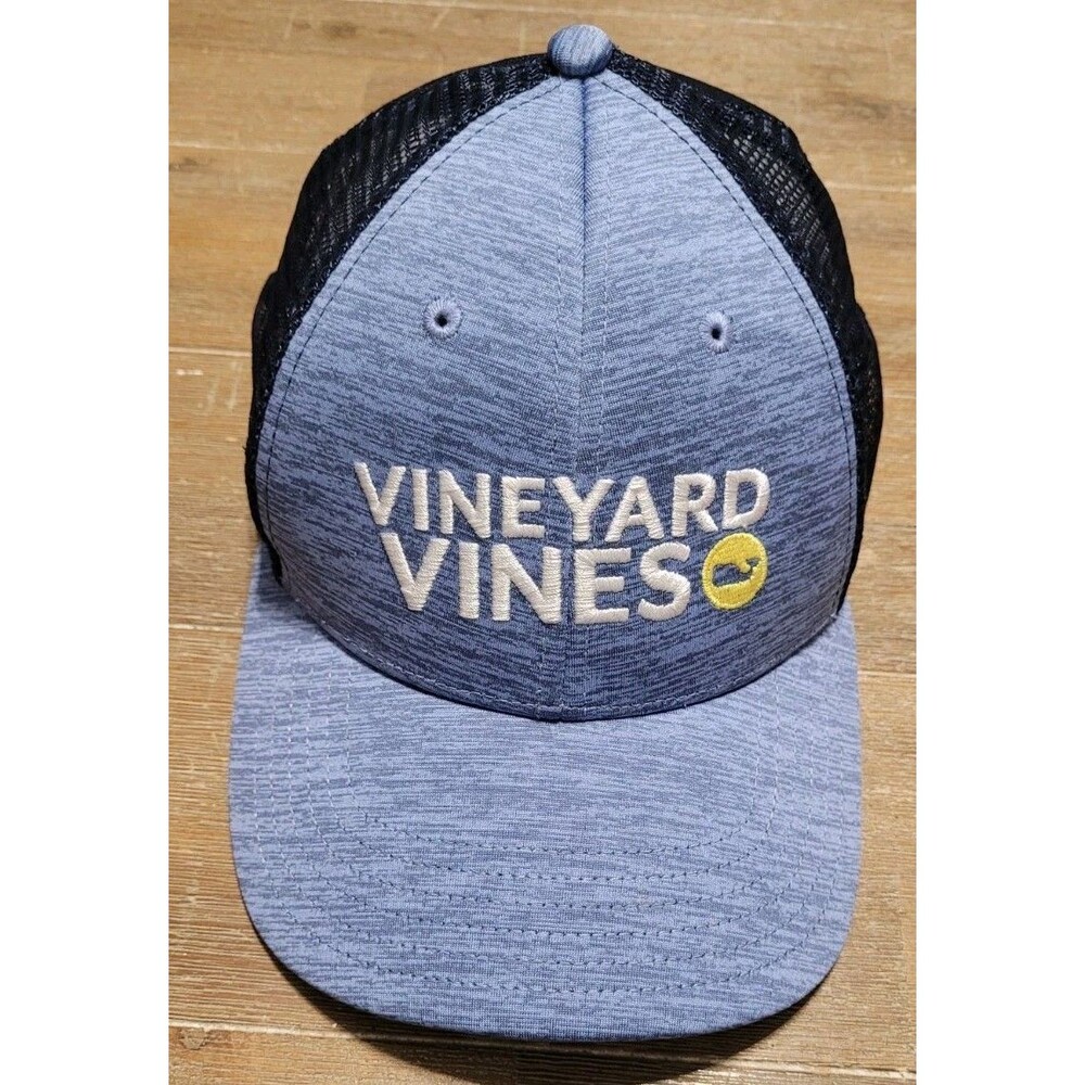Vineyard Vines Adjustable Snapback Mesh Hat Ocean Blue Whale Logo Graphic Cap